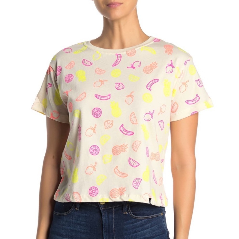 CircleX Heather Oatmeal Fruit Print Neon Shirt